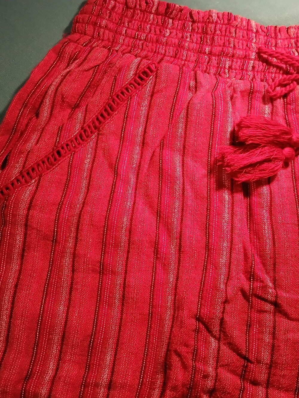 Briggs Women's Shorts XXL Red Stripes Draw String Waist Linen Blend Short NWT - Picture 2 of 12